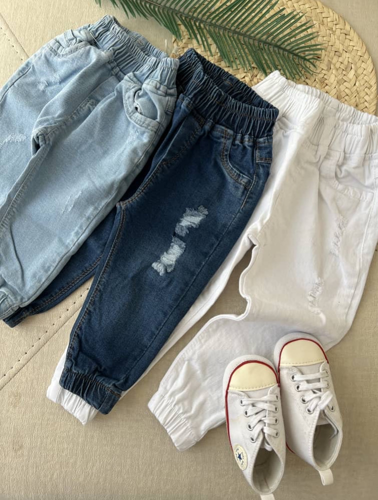 شلوار جین پایین کش زاپ دار سفید