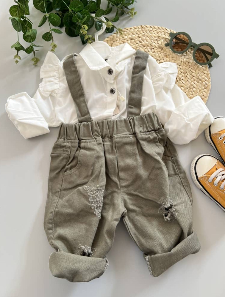 ست شومیز شلوار کتان سبز