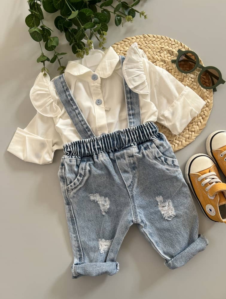 ست شومیز شلوار جین آبی یخی