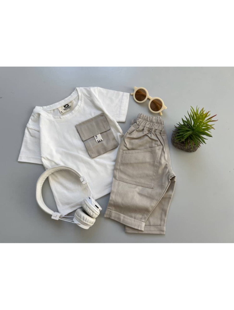 ست تیشرت شلوارک جیب دار