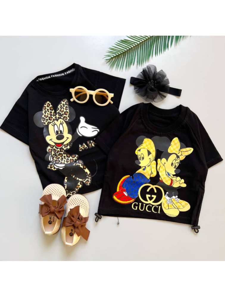 تیشرت مشکی طرح دار دخترانه