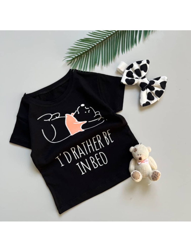 تیشرت مشکی طرح تدی خواب آلو