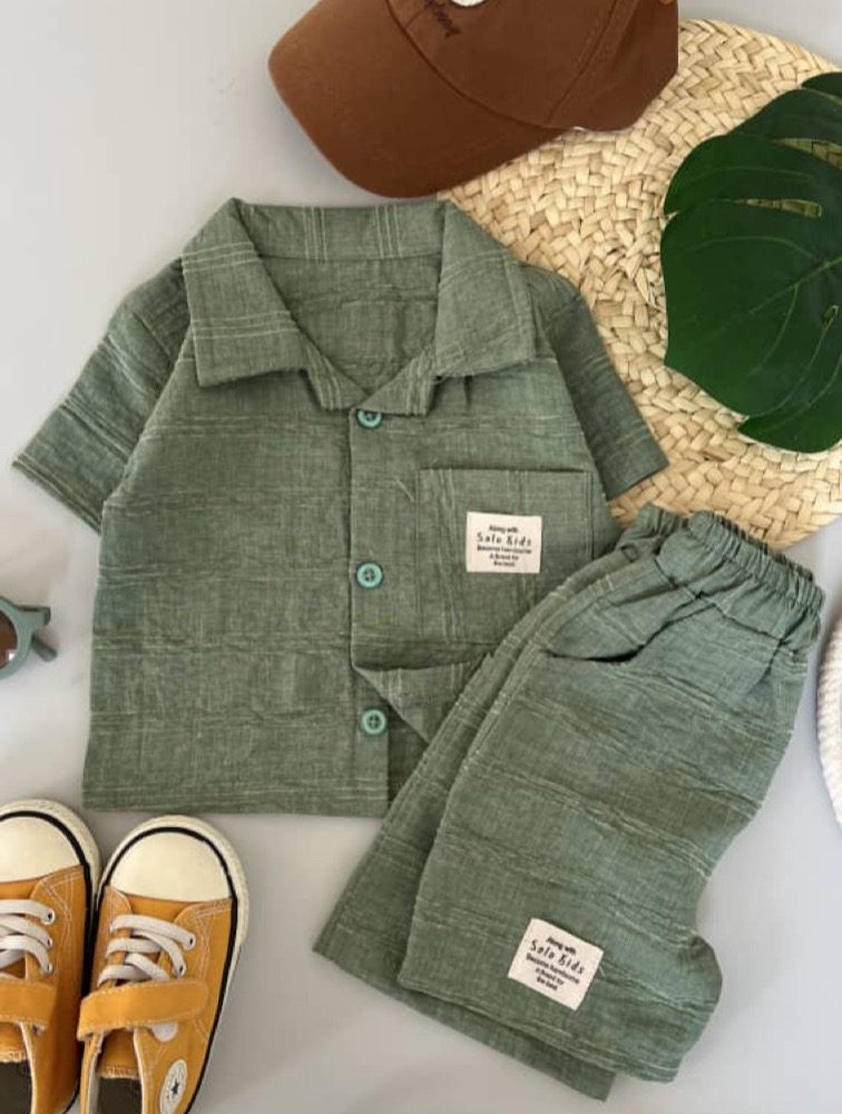 ست پیراهن و شلوارک پسرانه سبز