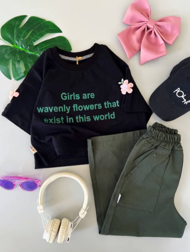 ست کراپ شلوار گل