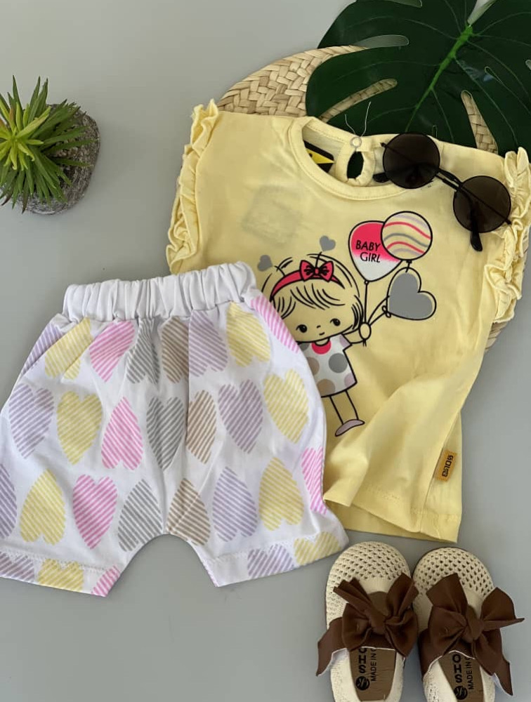 دوتیکه اسپرت طرح دختر رنگ زرد