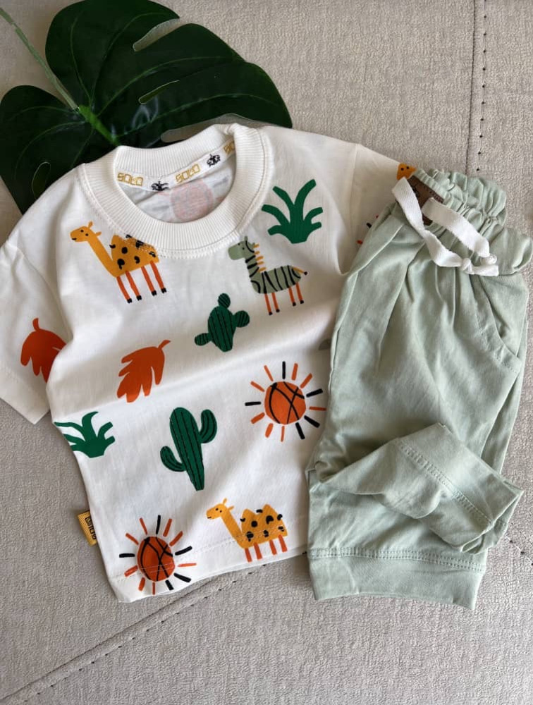 ست تیشرت و شلوارک طرح کاکتوس