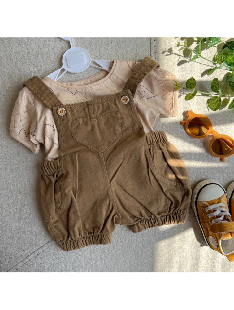 ست تیشرت و بیلر شکلاتی طرح قلب