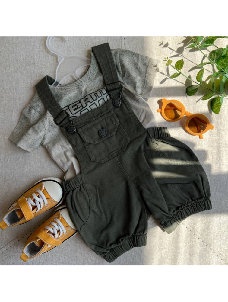 ست تیشرت و بیلر سبز جیب دار