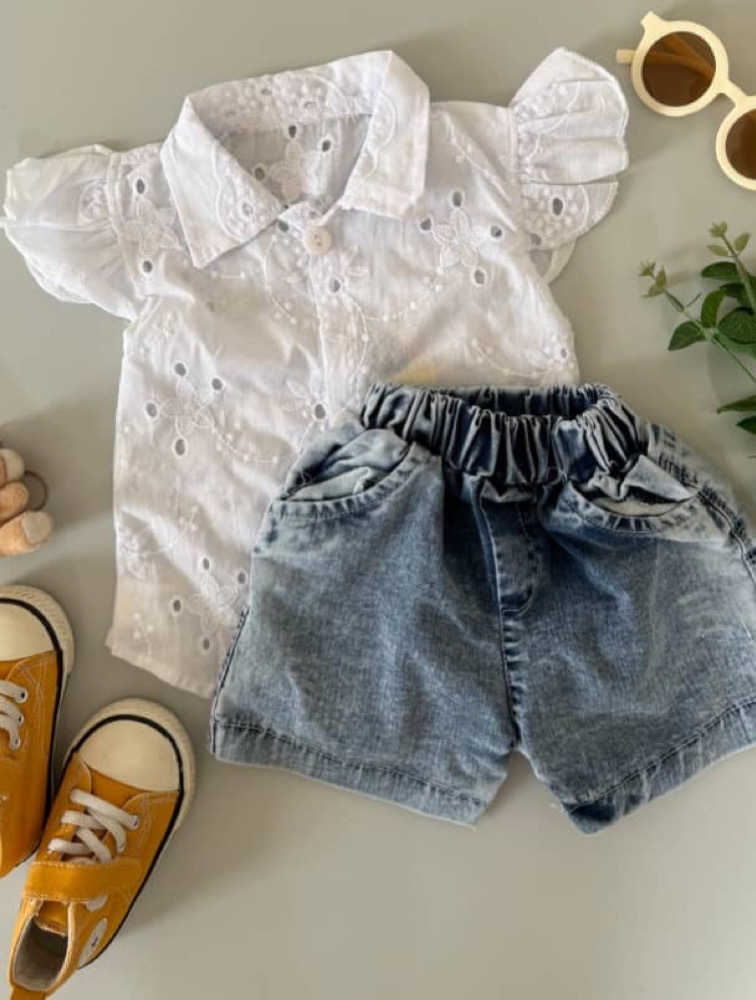 ست شومیز شلوارک سوزن دوزی