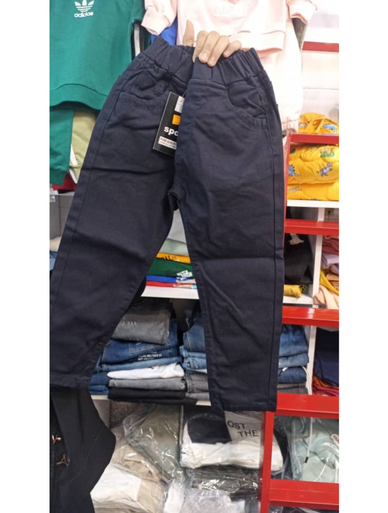 شلوار کتان مام فیت سرمه ای