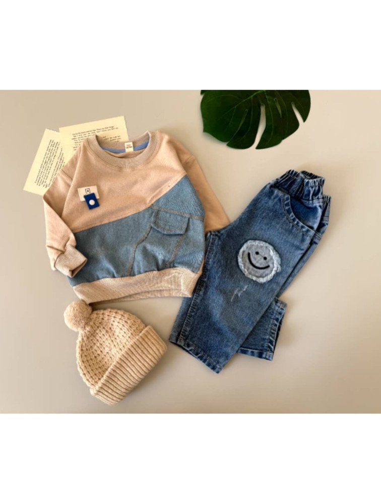 دورس کرمی ترکیب جین طرح جیب