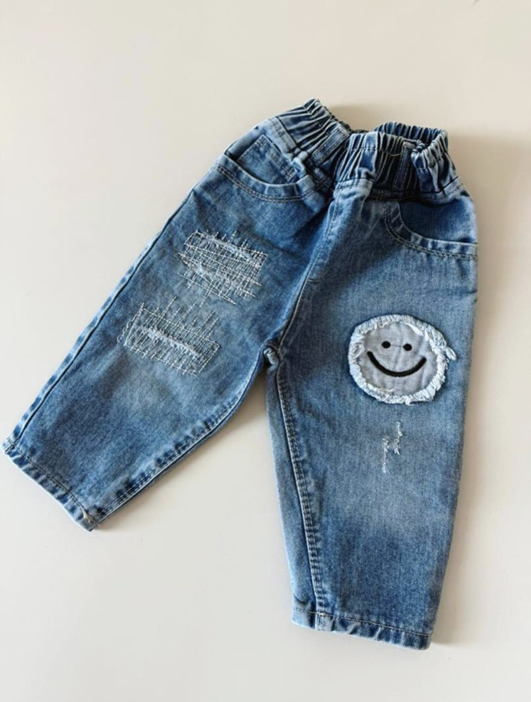شلوار جین آبی طرح لبخند