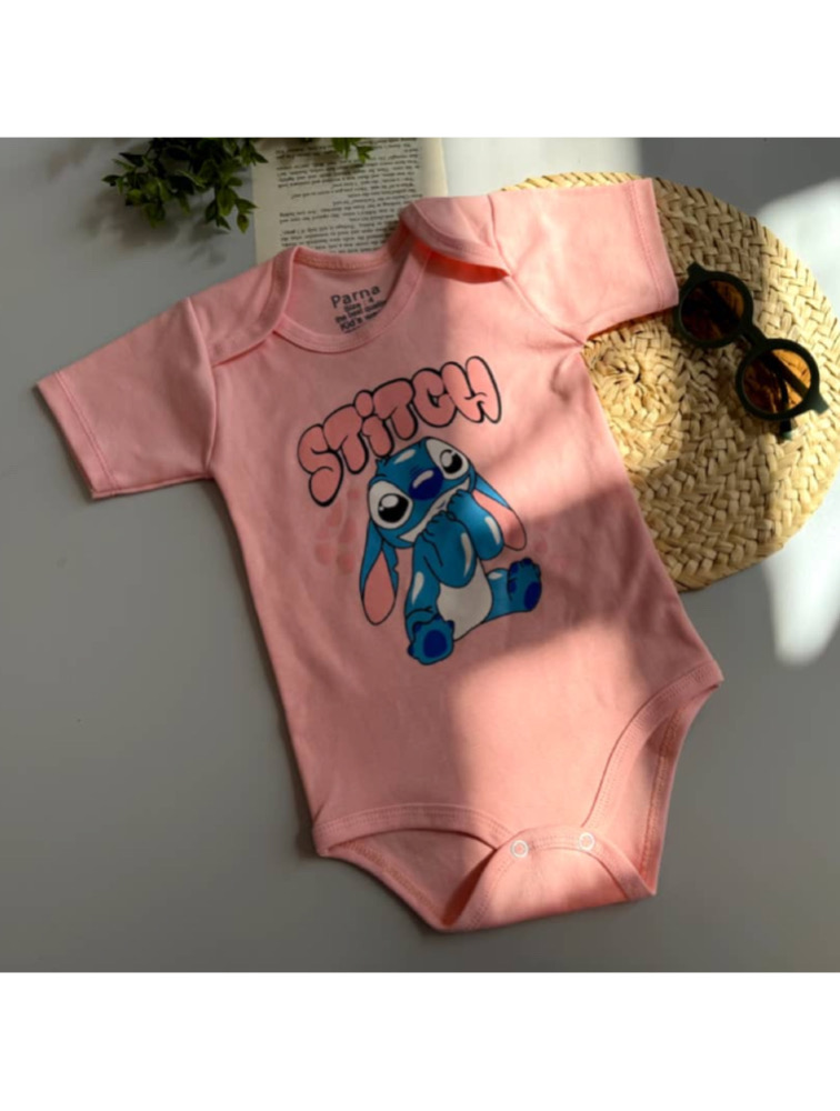 زیردکمه آستین کوتاه صورتی طرح استیج