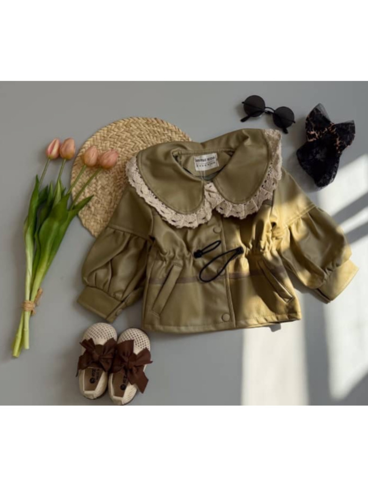 کت چرم دخترانه زیتونی