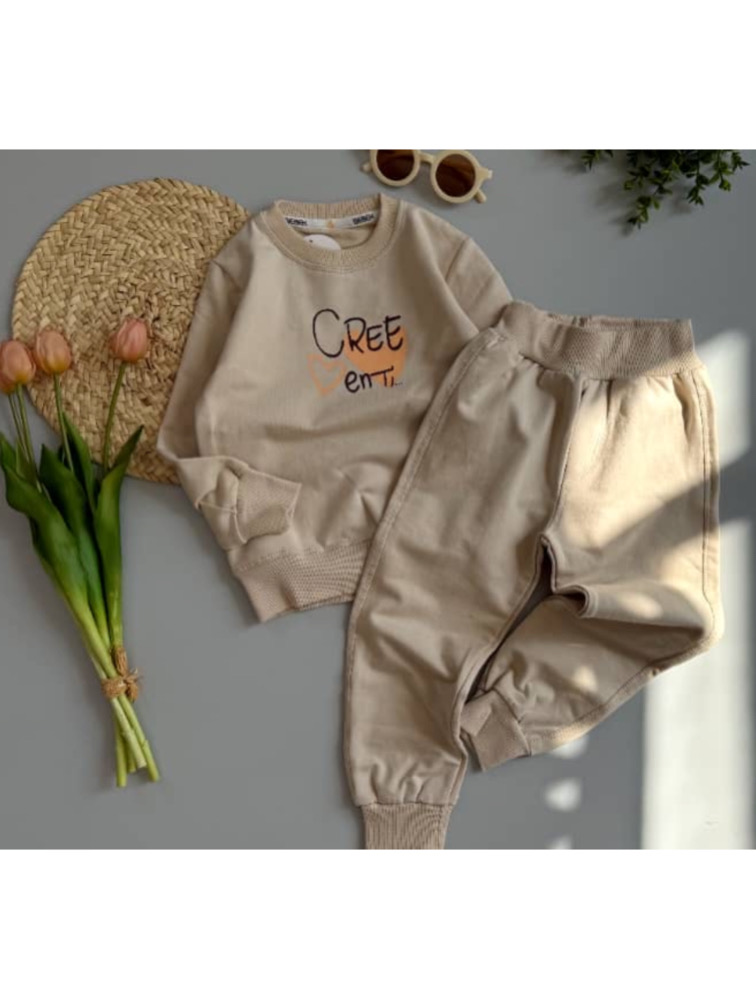 ست دورس و شلوار کرمی طرح قلب