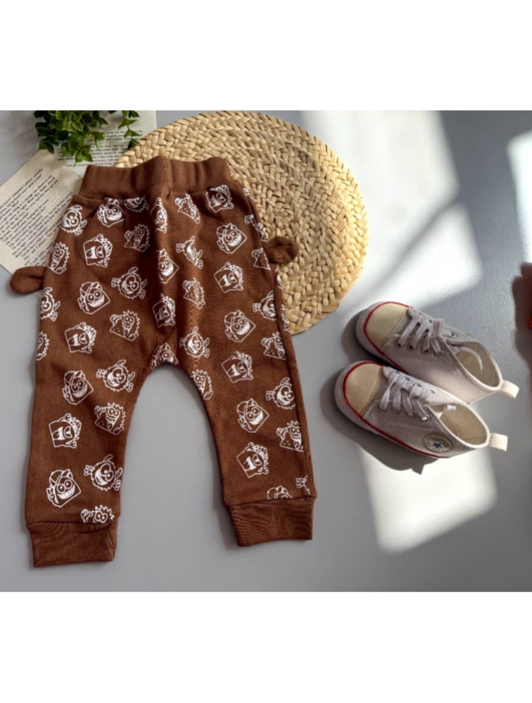 شلوار دوفاق قهوه ای طرح دار