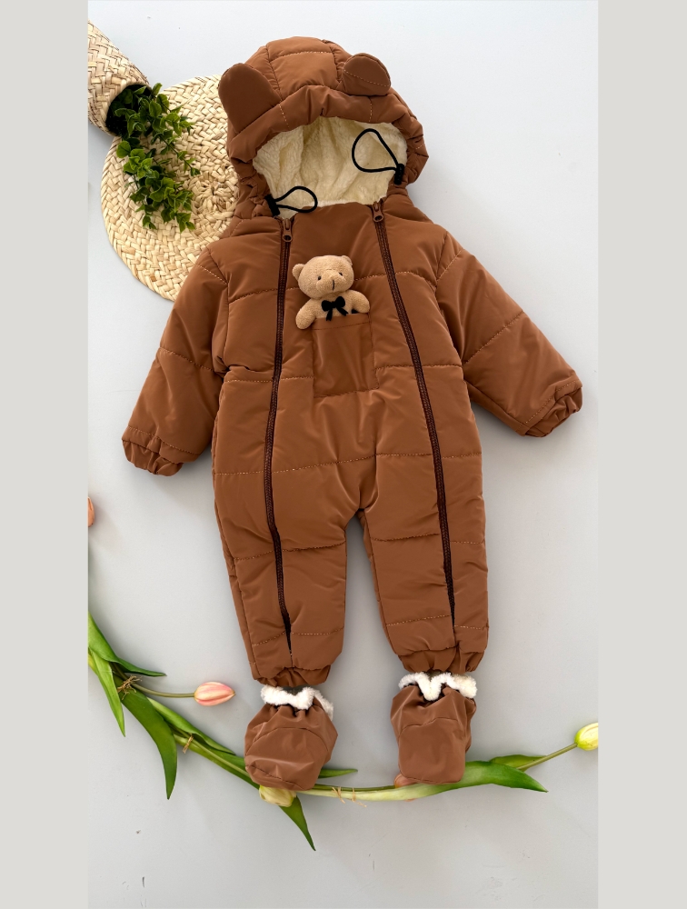 کاپشن سرهمی ساده خرسی شکلاتی